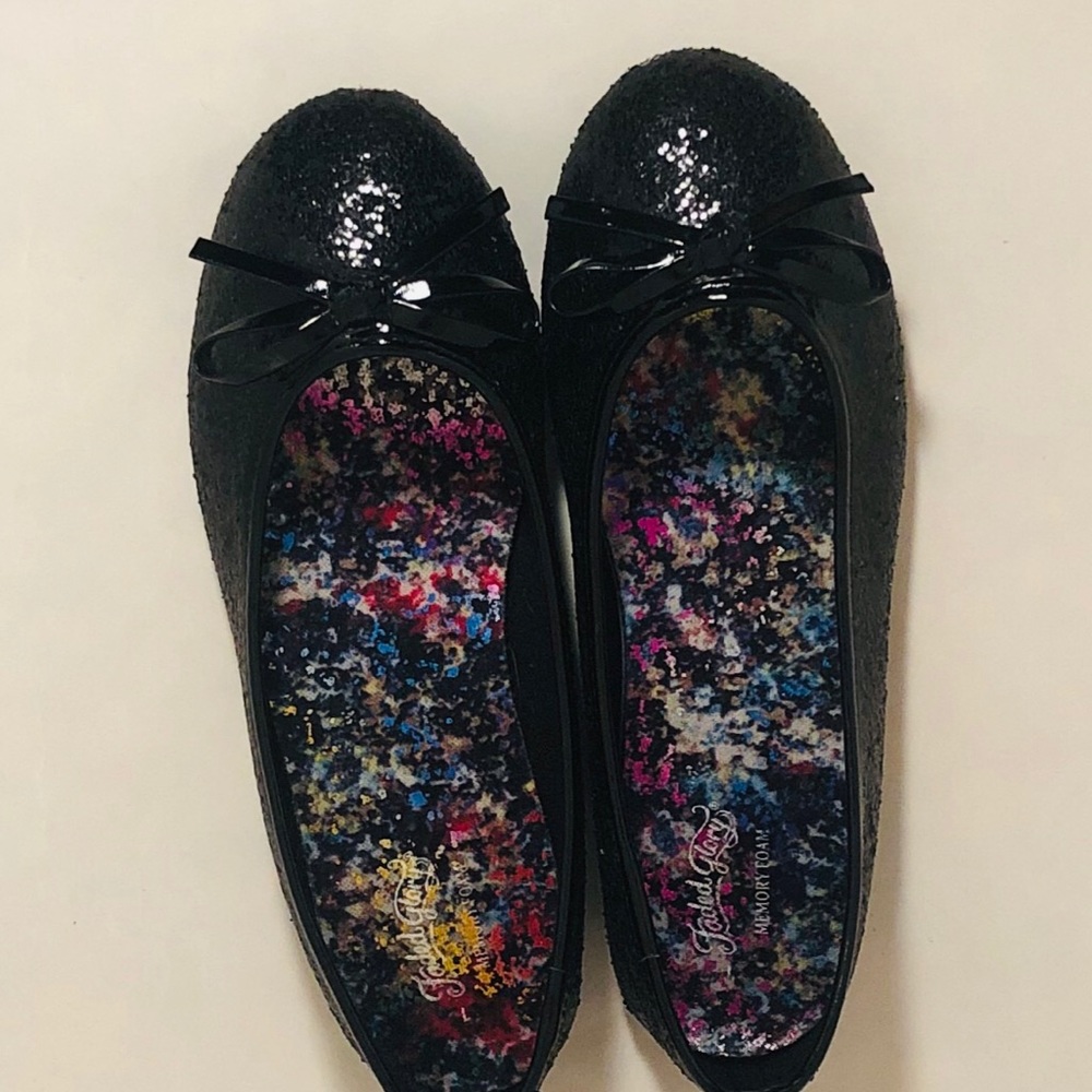 Black glitter flats